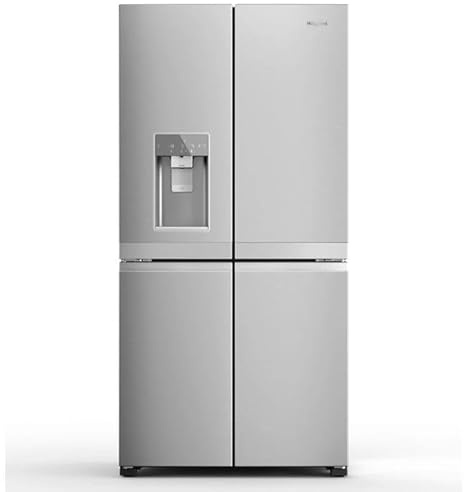 HQ9I MO1L UK Freestanding American Fridge Freezer, 554L Large Capacity, 90.8cm Width, Stainless Steel Finish, Total No Frost, MultiCool Flow, Energy Efficient, LED Lighting