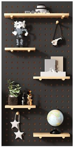 Stecktafel-Kombinationsset, Wandmontiertes Display-Aufbewahrungsregal mit Holzstab für Garage, Holzlochplatte