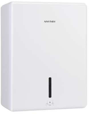 anydry Wall Mounted Paper Towel Dispenser, H3/V/ZZ Fold, Max 25.2 x 11.5 cm | Durable ABS With 400+ Capacity For H3/V/ZZ-Fold Towels, Jam-Free, Quick Refill with Visible Window, Key Lock