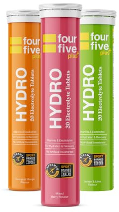 fourfive Hydration Tablets (Starter Pack) Low Calorie Vitamin Electrolytes, Vegan, Magnesium & Calcium, Sports Hydration - 3x20 Effervescent Tablets