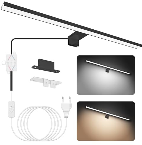 NIORSUN Spiegelleuchte Bad LED 15W 60cm, Zweifarbige Temperatur 4000K 6000K, 1500LM, IP44 Wasserdicht Badezimmer Lampe, für Wandbeleuchtung und Spiegel Beleuchtung, Spiegellampe Badezimmer