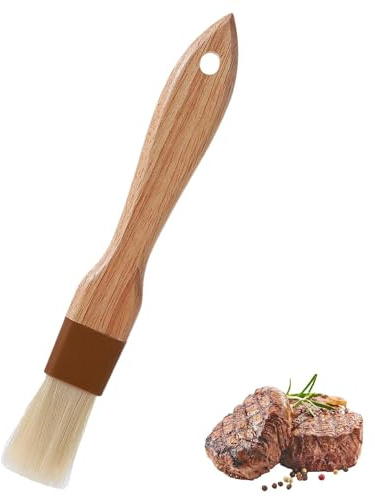 Pastry Basting Brush for Cooking and Baking Wide Buttering Brush Heat-Resistant Wood Handle Non-Shedding for Butter Egg Wash Oil Sauce Marinade BBQ Glazing 8.27 x 1.1 x 0.51 Inch