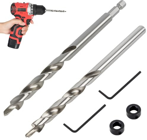 Mlifleue 2 Pack 9.5mm(3/8”) Pocket Hole Drill Bit, Pocket Hole 1/4”Hex Shank and Round Shank Replacement Twist Step Drill Bit with Depth Stop Colla for Jig System Guide, Manual Woodworking