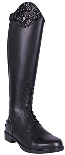 QHP in pelle, Stivali da equitazione Romy per bambini con Design intercambiabile. Nero, Weite Wade weite, Nero , 38