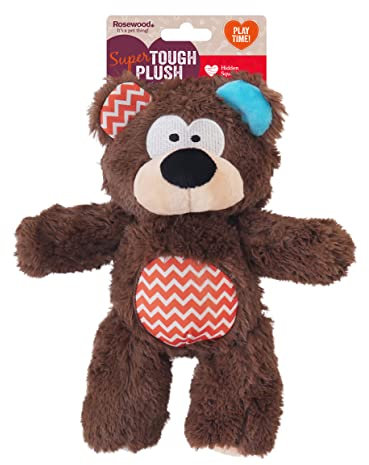Rosewood Rope Core Bear Dog Toy - Tough Plush Toy with Durable Rope Core - Chew and Tug for Puppies and Adult Dogs - Soft Design for Interactive Play and Comfort