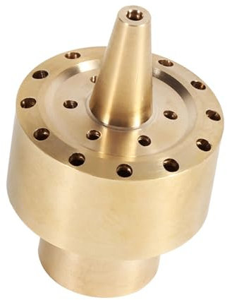 Brass Fountain Nozzle Head 1/4 1/2 3/4 Inch, Multi-Direction Water Spray Sprinkler for Pond Garden Courtyard, Column Jet Design Outdoor Water Feature