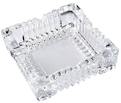 Uotyle European Square Clear Glass Ashtray, 12.0 cm x 11.94 cm x 4.0 cm, Small Cigar Ashtray for Living Room, Office, Bar, Indoor Restaurant Decoration, Men Gift