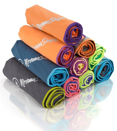 NirvanaShape Mikrofiberhandduk | Snabbtorkande, Ultralätt, Absorberande | Sportshandduk/Badhandduk/Resehandduk | Perfekt för gymmet, Utomhus, Strand, Camping, Yoga, Bastu