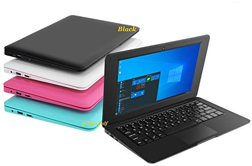 Goldengulf Windows 10 Computer Laptop Mini 10 Inch 32GB Ultra Thin and Light Netbook Quad Core CPU PC HDMI WiFi USB YouTube (Black)