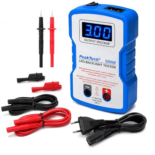 PeakTech P 5002 – LED Tester 0-300V DC, LED Lampen und Bauteil Prüfer mit Softanlauf, TV Backlight Beleuchtungstester inkl. Zubehör,Testwerkzeug,Licht Reparatur,Automatische Ausgangsspannung