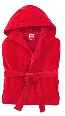PANA® Velour Unisex Baumwolle Bademantel mit Kapuze • Saunamantel Damen • Herren Bademantel mit Kapuze • Bathrobe Men • Knielang