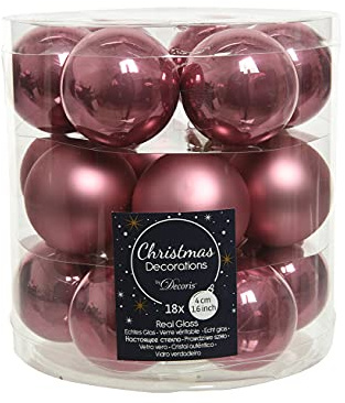 Kaemingk Weihnachtskugeln Glas 4cm x 18 Stück kleine Christbaumkugeln samtpink