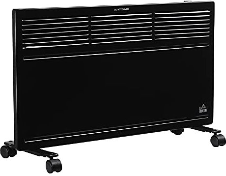 HOMCOM POWER Convector Radiator, Energy Saving Freestanding or Wall-mounted Heating with 2 Heat Settings Safety Cut-Off, Black