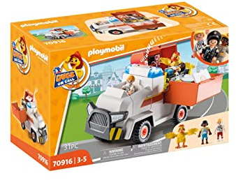 Playmobil Duck ON Call 70830 Centro Operativo Mobile, con caserma dei pompieri e stazione di polizia, custodia pieghevole portatile, giocattolo per bambini dai 3 anni in su