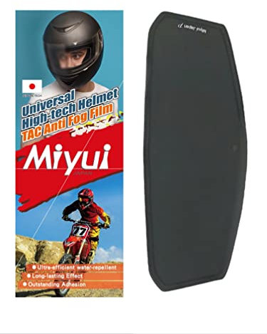 MIYUI JAPAN Pellicola antiappannamento scudo casco moto universale, visiera polarizzata UV400 colore grigio inserto lenti antiappannamento 9,7 cm x 25,5 cm