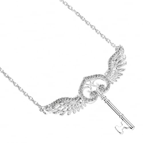 Harry Potter Sterling Silber fliegende Schlüssel Halskette mit Kristallen, One Size, Sterling Silber, One Size, Sterling Silber