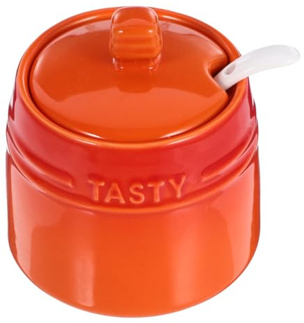SHERCHPRY Ceramic Seasoning Jar with Spoon Salt Container Sugar Jar Condiment Canister Spice Storage Bottle for Kitchen Countertop Home Dining Buffet Serving 3.82 X 3.35 X 2.24 in