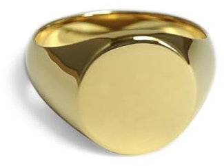 Herrenring Siegelring Gold rund massiv aus 925 Sterling Silber 18k vergoldet poliert für Gravur massiv mit Schmuckbox (64)