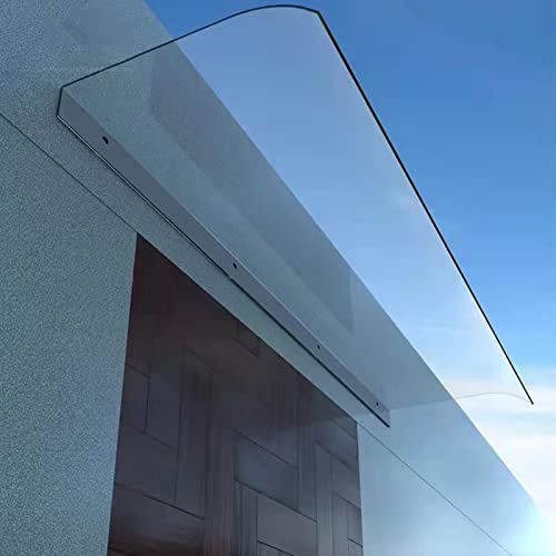 Vordach für Haustür,UV beständig Überdachung,Gewölbt Türdach für Draußen,Transparentes Polycarbonatplatte,inkl Montagezubehör,für Garage,Fenster,Haus,Balkon (40×290cm/16×114in)