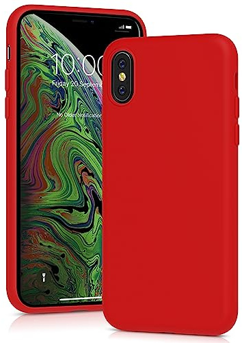 YATWIN Silicone Case for iPhone X/XS, Soft-Touch, Shockproof, DustProof, Antiskid Full Body Armour Phone Cover for Apple iPhone X/XS - Red
