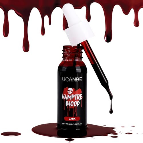UCANBE Halloween Faux Sang Réaliste 30ml - Fake Blood Lavable pour Film, Théâtre, Zombies Vampires Clowns Monstres Cosplay Effets Spéciaux Maquillage (Dark)
