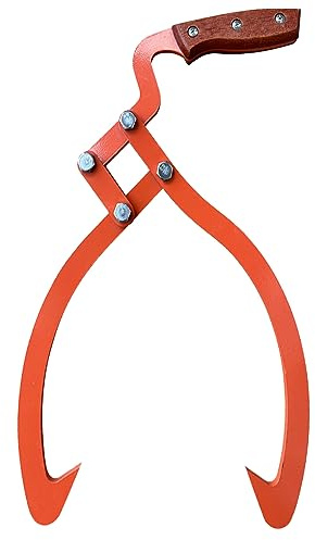 Wood Handle 2 Claw Skidding Tongs Non-Slip Grip, Log Lifting, Handling, Dragging & Carrying Tool (18 in)