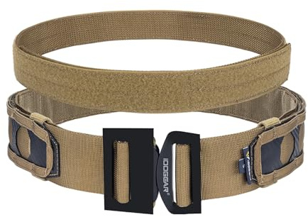 IDOGEAR Cintura Tattica Molle Cintura da Combattimento Rigger a sgancio rapido da 2 Pollici con Gancio e Passante Interno da 1,5 Pollici (Large, Coyote Brown)