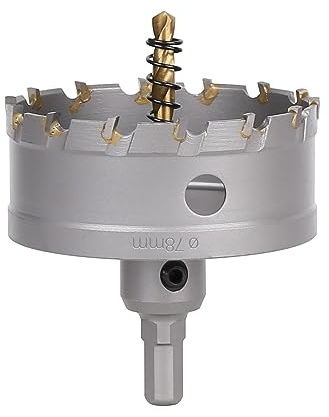 Vearter 78mm Lochsäge mit Titanbeschichteter Zentrierbohrer für Metall | Industrie-Hartmetall Lochbohrer, Geometrischer Zahnstruktur, Deep Drilling Hartmetallbohrer für Edelstahl, Baustahl