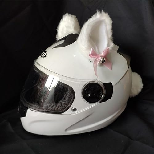 Katzenohren Motorradhelm Dekoration, 2 Stück - Süßer Plüsch Katzenohren & Schwanz für Rolle & Skihelm