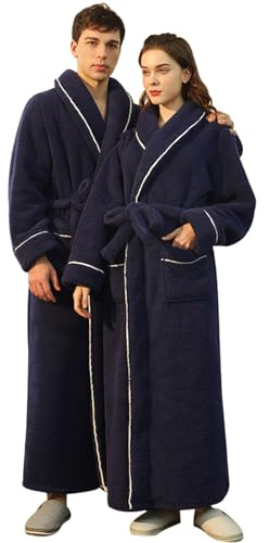XHDZSW Vestaglia Uomo Pile Invernale Donna Lunga Accappatoio, Vestaglia da Invernale in Pile, Caldo Spessa Felpa Abito Lungo Vestaglie Abito Robe Sleepwear