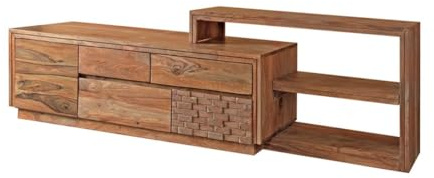 WOLFMÖBEL TV Lowboard 1 Tür/ 4 Schubladen/ 2 Ablagen - Soft Close - LED Light