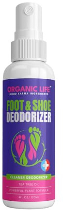 Organic Life Shoe Spray Deodorizer, Eliminator Spray for Foot and Shoe, Tea Tree & Witch Hazel Foot Spray and Shoe Freshener, Shoe Protector Spray, Odour Remover for Shoes