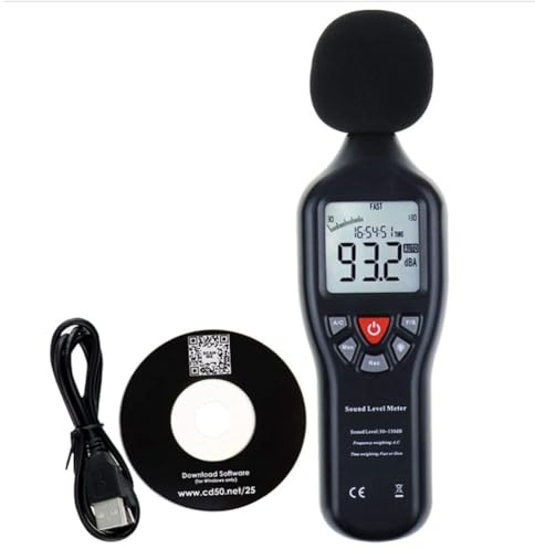 Qarmijaer Noise Sensor Decibel Meter, Noise Meter Noise Meter Noise Recorder Black ABS Measuring 30-130DB USB Recording