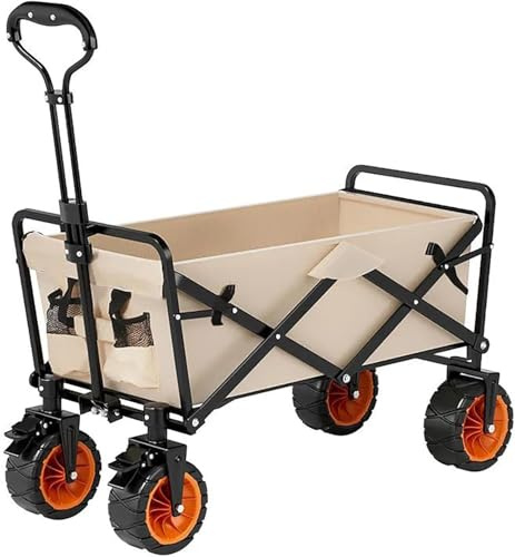 Foldable Multi-purpose Trolley, Heavy Duty Folding Grocery Cart with Wheels, Suitable for Garden, Shopping, Sports and Beach Outdoor Use,Normal,With 8-inch Camping Table