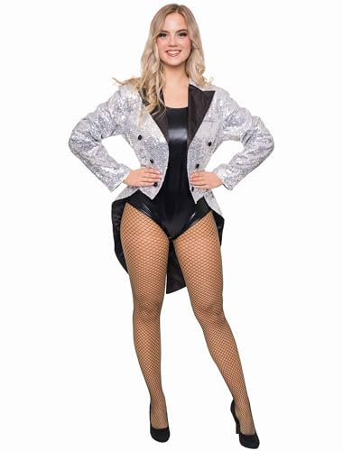 Deiters Frack Pailletten Damen silber XL