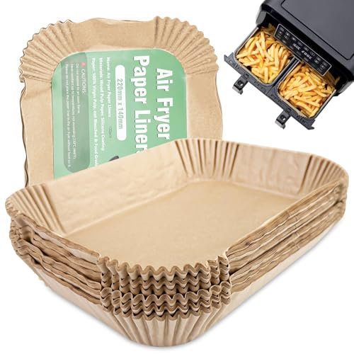 Zeripikfoasp 200 Stück Backpapier für Heißluftfritteuse 22 × 14 × 4.5cm, Airfryer Backpapier Rechteckig BPA-Freies Air Fryer Zubehör, Baking Paper for Hot Air Fryer für Ofen, Mikrowelle und Backen
