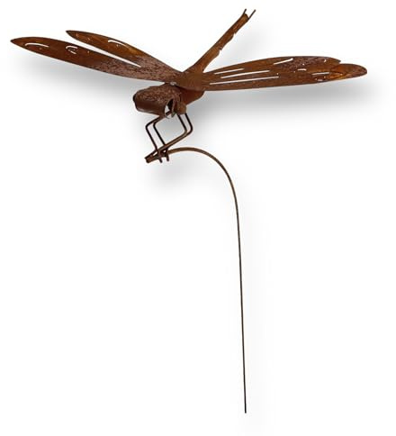 Crispe home & garden massives Edelrost-Windspiel Gartenstecker Figur Libelle groß, wetterfest - Höhe 155 cm