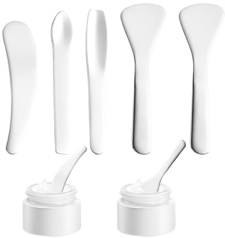 MOLZINY 5 piezas espátulas cosméticas de metal para el cuidado de la piel mini espátulas de maquillaje de metal cucharas de cosméticos juego de brochas de belleza para crema, lociones, mascarilla