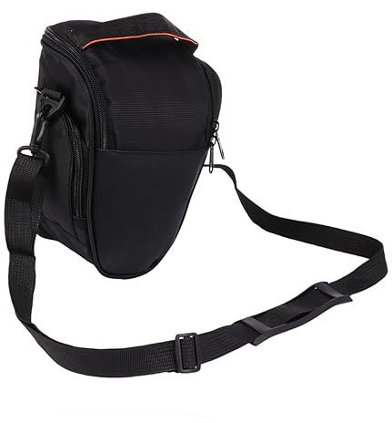 Étui pour Appareil Photo Portable, Bandoulière Réglable en Nylon Noir | Résistant à L’Usure, Anti Poussière et Antichoc, avec Paquet Latéral Randonnée Camping