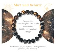 vidonio natürlichem Edelstein Silber-Obsidian tigerauge armband 8 mm,Heilstein perlenarmband damen,Mut Wächter,mit bedeutungsvollen Karte,armband damen als Geburtstag für MutterSchwester Freundin