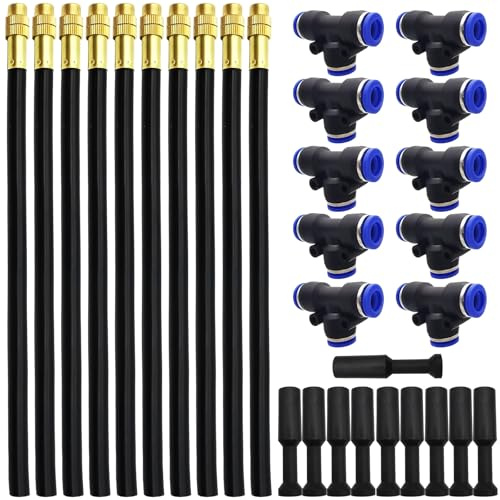 30Pezzi Ugello Nebulizzatore, 20cm NebulizzatoriIrrigazione, Connettore Tipo T, Tappi Choke, Ugello Micro Spruzzatura Nuovo OD 8mm, per Sistemi di Irrigazione