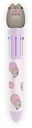 Grupo Erik Pusheen Cat Multicoloured Pen - Kawaii Stationery Gifts | 10 In 1 Ballpoint Pen with 3D Topper - 10 Colours Pens, Back To School Stationery Supplies | Kawaii Gifts under 10 Pounds