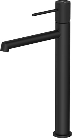 Krobec Mitigeur Lavabo Haut, Robinet Salle Bain, Mitigeur pour Vasque a Poser, Robinet de Lavabo Haut Salle de Bains en Acier Inoxydable, Hauteur de Bec de 250mm,Noir mat.