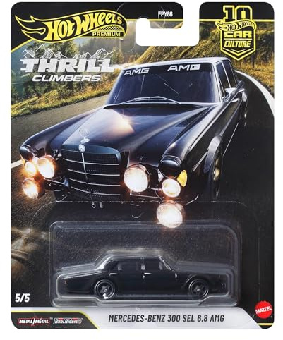 Hot Wheels Premium Car Culture Mercedes-Benz 300 SEL 6.8 AMG | 1:64 Die-Cast-Modellauto mit Real Riders Reifen, Metallkarosserie & -chassis, Sammlerstück, JKF20