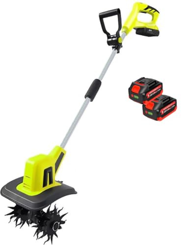 Cordless Garden Tiller Rotavator - Powerful Soil Cultivator with 20cm Width, 15cm Depth, Includes 20V Battery and Charger, Electric Hand Scarifiers for Lawn and Vegetable Plots