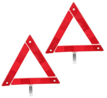 Gogogmee 2 piezas Triángulo de Advertencia Plegable Homologado Dgt de Unidades Reflectantes para Coche Fácil Instalación y Alta Visibilidad Nocturna Kit Emergencia Vehículo
