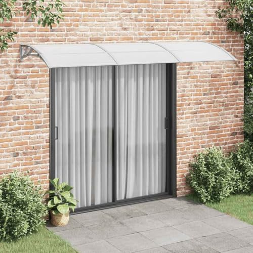 Auvent de Porte Extérieur,300x100 cm en Polycarbonate Gris,Résistant aux Intempéries,Marquise de Porte Extérieur avec Cadre Aluminium,Auvent Porte d'Entrée et Store Extérieur Terrasse