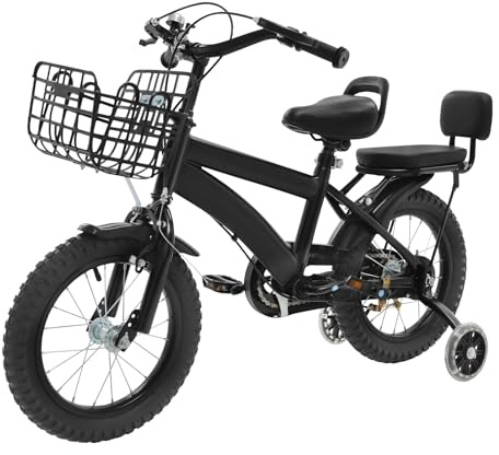 HUOMMGS Kinderfahrrad 14 Zoll Kinder Fahrrad mit Stützrädern und Korb Höhenverstellbar Kinderfahrrad für ab 3-7 Jahre Jugend Fahrrad für Jungen & Mädchen Upgradedfahrrad für Schulung