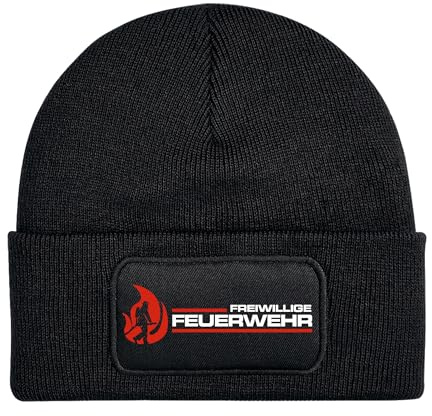 UGLYSHIRT Feuerwehr Mütze | Firefighter Strickmütze – Wintermütze freiwillige Feuerwehr Unisex Männer Frauen | Patch Beanie M1