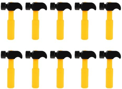 Toyvian 10pcs Pretend Play Plastic Hammer: Kids Simulation Mallet - Montessori Early Education Pounding Toy - Party Prop Tool - Mini Construction Prop